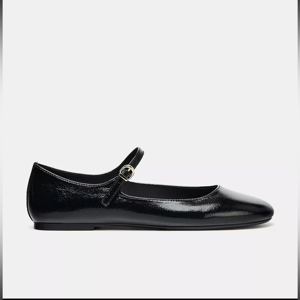 Zara Black Flats with Gold Buckle